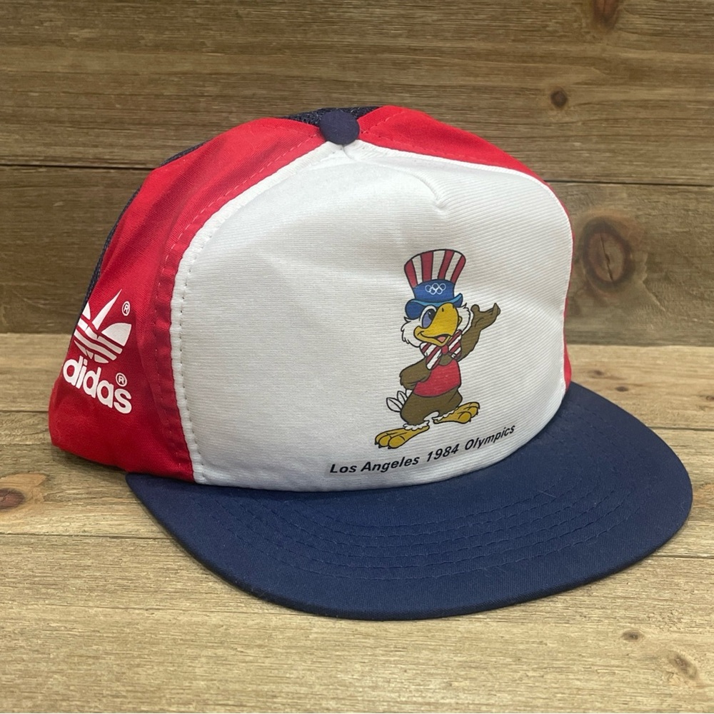 Vtg 1984 Los Angeles Olympics Adidas SnapBack Hat Trucker Sam the Eagle Youth